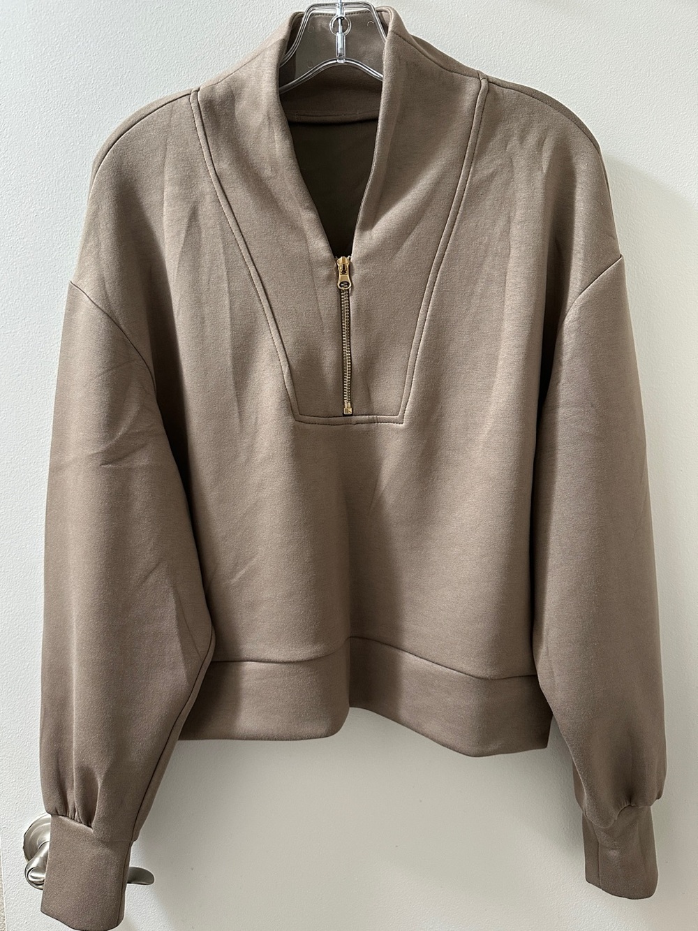 Women's Half-Zip Pullover Sweatshirt - Taupe